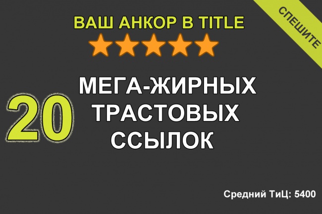 20 ссылок с &amp;quot;жирных&amp;quot; трастовых сайтов c вашим Анкором в Title