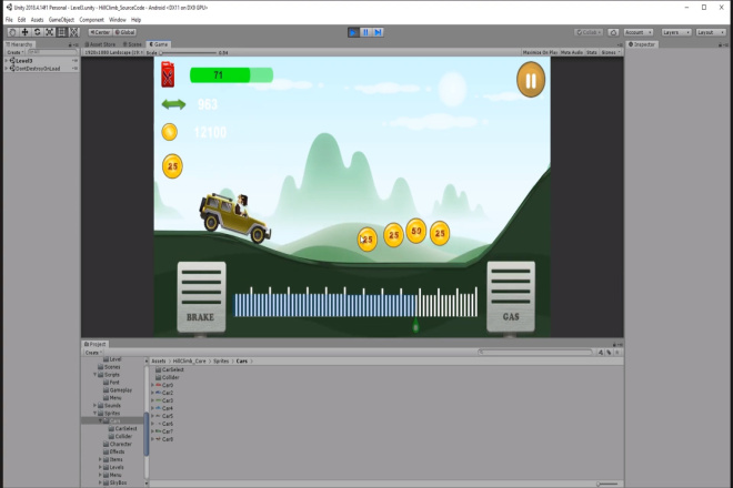 Исходник игры HillClimbRacing. unitypackage