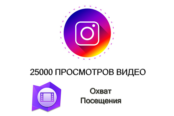25000 просмотров видео в Instagram + охват + посещения