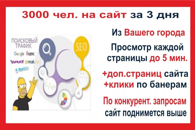 Живое продвижение сайта 3000 человек из Вашего города за 3 дня