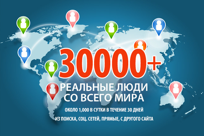 30000 посещений реальными людьми в течение 30 дней
