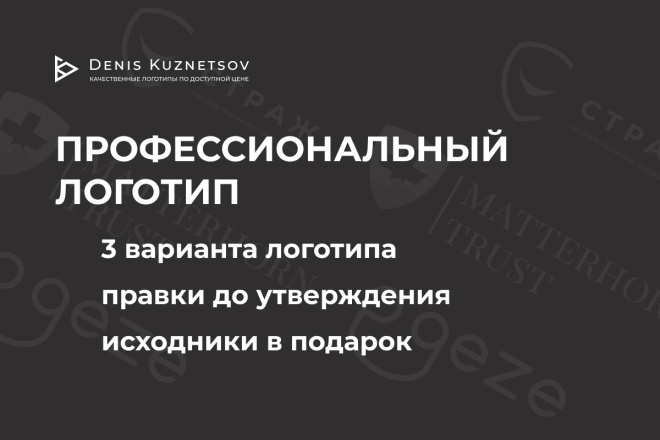 Профессиональный логотип, правки до утверждения, 3 варианта