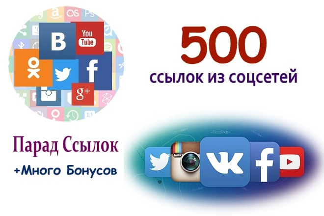 Парад ссылочной массы 500 ссылок из разных соцсетей + бонус