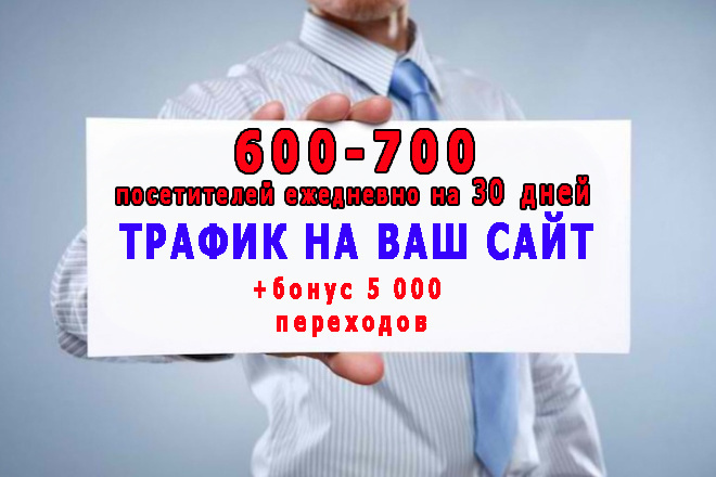 Трафик на сайт. 600-700 посетителей ежедневно на 30 дней+5 000 бонус