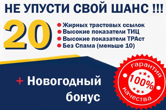 20 жирных вечных ссылок с трастовых сайтов с высоким ТИЦ и ТРаст