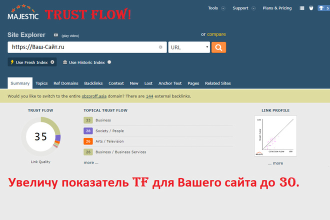 Увеличу показатель сайта Majestic Trust Flow до 30