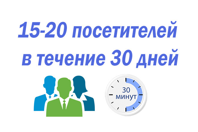 15-20 посетителей в течение 30 дней. Длительность визитов до 30 минут