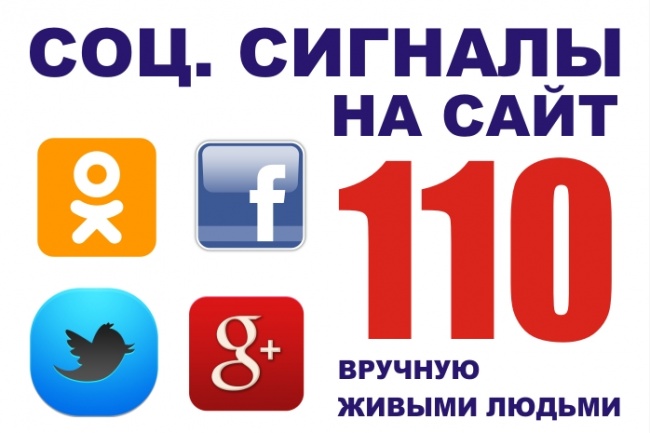 110 соц. сигналов на страницу. Только живые люди. TW FB G+ ОК