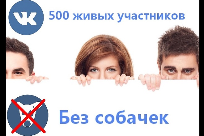 300 живых участников в группу, без собачек и без ботов