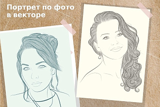Портрет по фото в векторе в стиле Line art