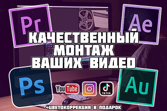 Монтаж видеороликов любой сложности в Premier Pro и After Effects