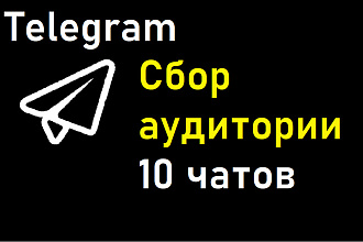 Сбор аудитории из чатов телеграм. 10 чатов. По вашим критериям