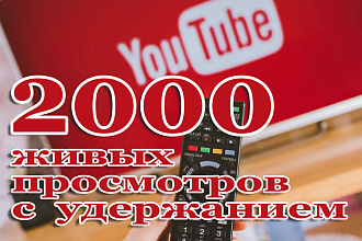 2000 живых просмотров с удержанием на видео с YouTube