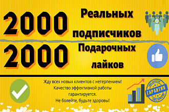 2000 реальных подписчиков и 2000 лайков в Инстаграм
