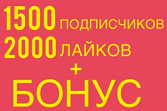 Продвижение в Инстаграм, 1500 подписчиков в instagram + 2000 лайков