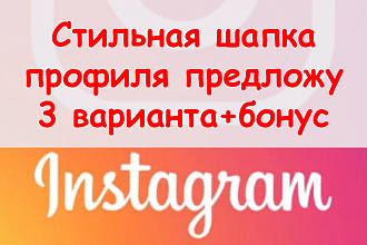 Стильная шапка профиля Инстаграм - предложу 3 варианта для Вас + бонус