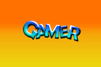 3D текст GAMER с градиентом