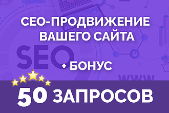 СЕО продвижение сайта 50 запросов + БОНУС