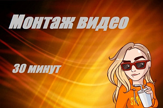 Монтаж видео до 30 минут. Нарезка. Склейка. Наложение звука. Заставка