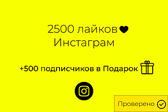 2500 Лайков Инстаграм + 500 подписчиков в подарок