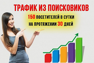 Трафик из поисковых систем на ваш сайт. 150 посещений в день, 30 дней