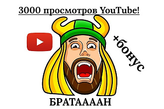 3000 просмотров на YouTube с гарантией + бонус