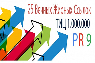 25 вечных качественных ссылок на трастовых сайтах. ТИЦ более 1.000.000
