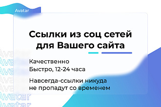 Сделаю 300 ссылок из социальных сетей. до 5 страниц с сайта