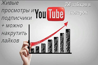 ЖИВЫЕ подписчики и просмотры на ЮТУБ канал +350 лайков
