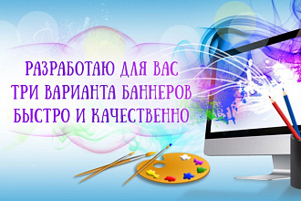 Разработаю для Вас три варианта баннеров быстро и качественно