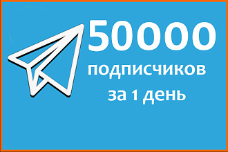 50 000 подписчиков в группу или канал телеграм с гарантией