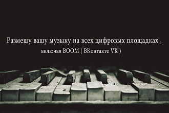 Размещу вашу музыку на всех цифровых площадках, включая BOOM ВКонтакте