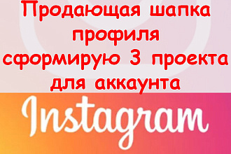 Продающая шапка профиля Инстаграм - Сформирую 3 проекта для аккаунта