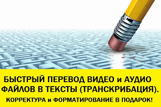 Быстро и качественно переведу Ваши записи в текст с корректурой