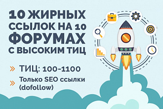 10 уникальных постов с ссылкой на 10 форумов с высоким ТИЦ