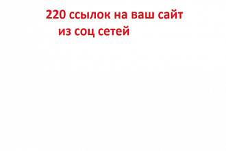 220 Ссылок на Ваш сайт из соцсетей