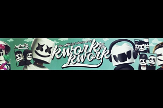 Шапка, баннер, оформление для канала Youtube в стиле Marshmello