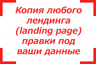 Копия любого лендинга landing page и правки под ваши данные