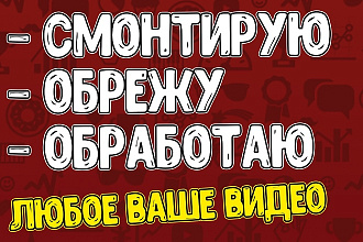 Смонтирую, обрежу, обработаю любое ваше видео