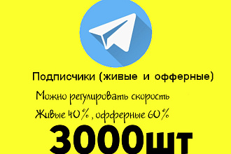 Подписчики в телеграм 3000 штук, живые и офферные