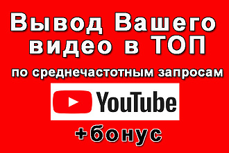 Ютуб видео - вывод в ТОП по среднечастотным запросам+бонус