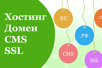 Регистрация хостинга, домена, установка CMS +SSL сертификат на 1 год