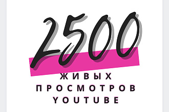 2500 реальных просмотров YouTube с гарантией