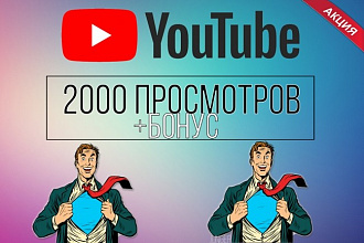 2000 просмотров на видео в YouTube + бонус