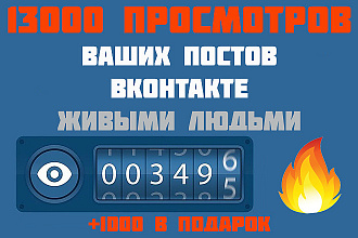 13000 просмотров вашего поста вконтакте + 1000 в подарок