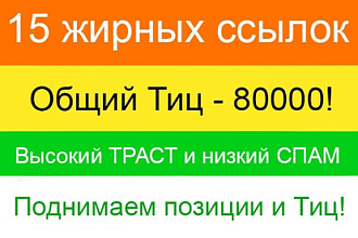 15 очень жирных ссылок с трастовых сайтов. ТИЦ 80000, Большой траст