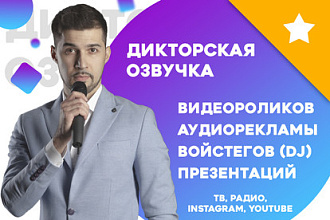 Диктор, озвучка видеороликов, аудиокниг, аудиореклама под ключ