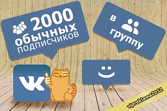 Продвижение В контакте - 2000 обычных подписчиков. Активность