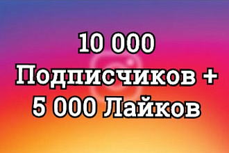 10000 подписчиков инстаграм+5000 лайков