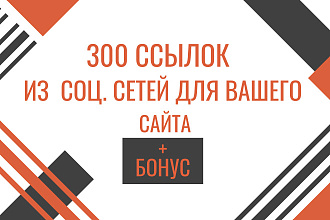 300 ссылок из соц. сетей для вашего сайта + бонус